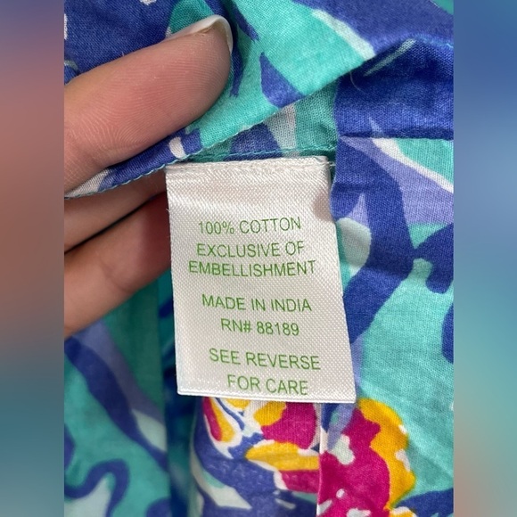 Lilly Pulitzer Sarasota Beaded Blue Iris Mai Tai Tunic Top Women’s Size XS - Picture 8 of 16